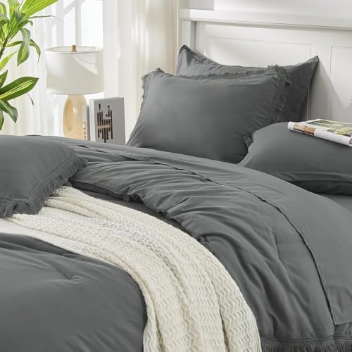 Andency Oversized King Comforter Set, 7 Pieces Dark Grey Bedding - Image 5