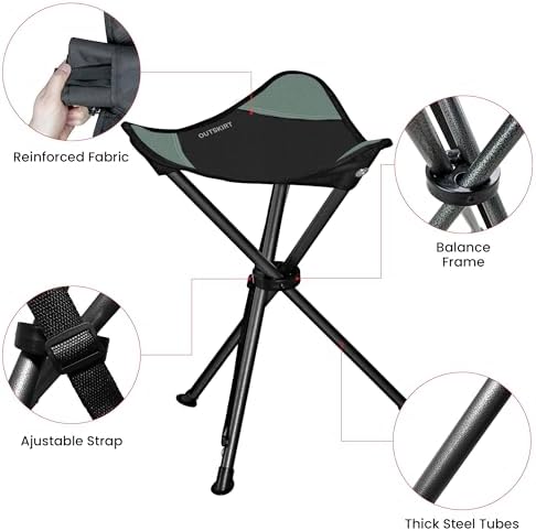 OUTSKIRT 22.4" Portable 2 Pack Folding Tripod Stools - Image 7
