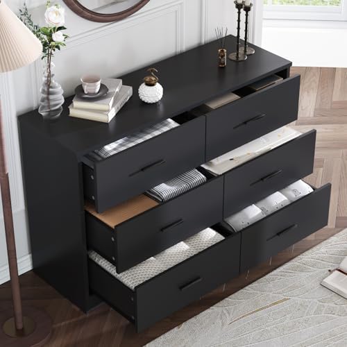 Black Dresser for Bedroom, 6 Drawer Dressers & Chests of Drawers - Image 3