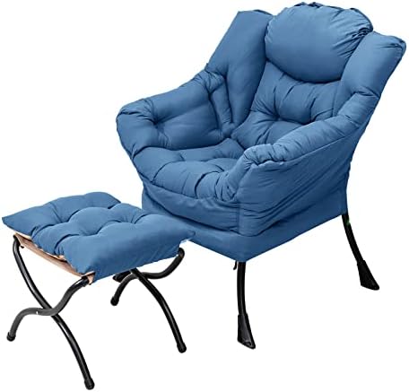 Welnow Lazy Chair with Ottoman, Reading Chair with Footrest, Royal Blue by LifeGetsBetterWithWelnow