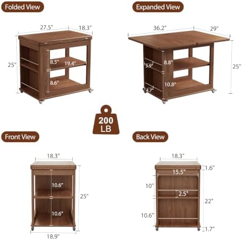 Expandable Coffee Table with Hidden Storage and Adjustable Shelves Walnut - Image 2