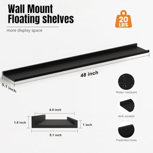 48inch Long Floating Shelves for Wall Decor, 3-Set Shelves - Image 3