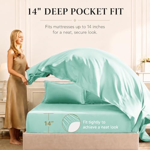 CozyLux Queen Comforter Set 88"x88" Mint Green - Image 5