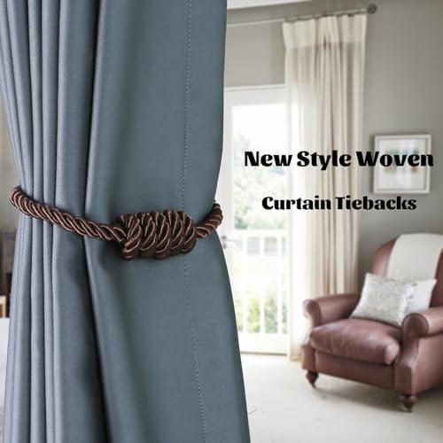 BEL AVENIR Magnetic Curtain Tiebacks 2 Pack Hand-Woven Curtain Ties - Image 6