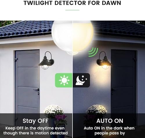 Motion Sensor Light Bulbs, E26 Dusk to Dawn Activated Security - Image 3