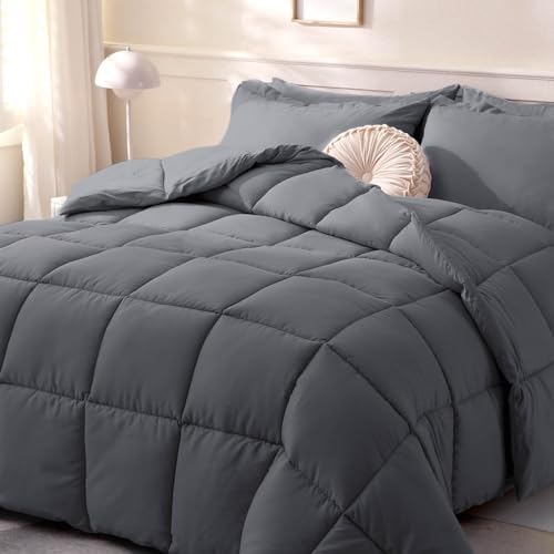 DOWNCOOL Comforters Twin Size, Dark Grey Duvet Insert, Lightweight Quilt by DOWNCOOL