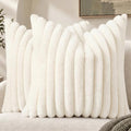 decorUhome Faux Fur Throw Pillow Covers 18x18 Set of 2 Cream White by decorUhome