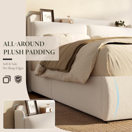 Garvee Chenille Fabric Queen Size Bed Frame - Image 3