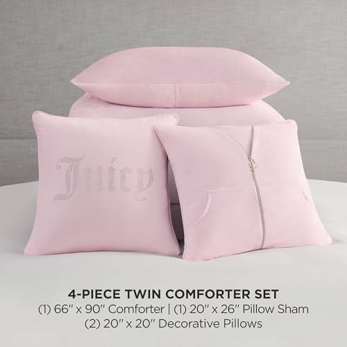Juicy Couture Marshmallow Pink Velour Twin/Twin XL Comforter Set - Image 2