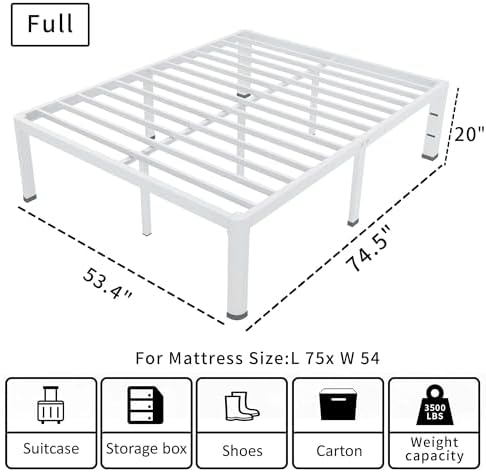 20 Inch White Full Bed Frame - Image 2