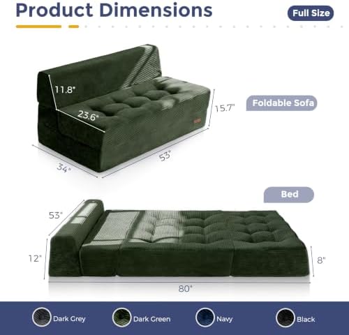 MAXYOYO Folding Sofa Bed, 8-Inch Fold-Out Chair Bed - Image 2