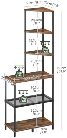 6-Tier Corner Shelf, Industrial Corner Bookshelf - Image 2