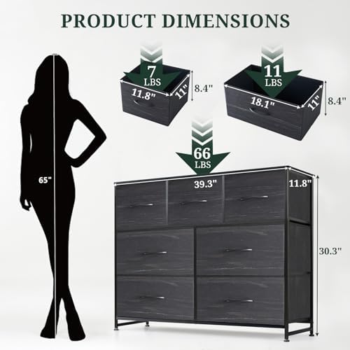 7-Drawer Dresser for Bedroom, Anti-Tip Wide Storage Organizer Fabric - Image 3