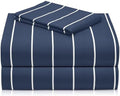 Twin Size Striped Sheets, Deep Pocket 3PC Cooling Breathable Bed Sheet Set by LuxClub
