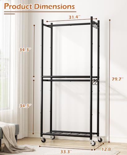 HOMIDEC Clothes Rack, 79.7" Double-Tier Clothing Rack - Image 3