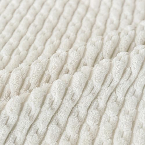 Set of 4 Pink Beige White Decorative Throw Pillow Covers 24x24 Inch Corduroy - Image 5