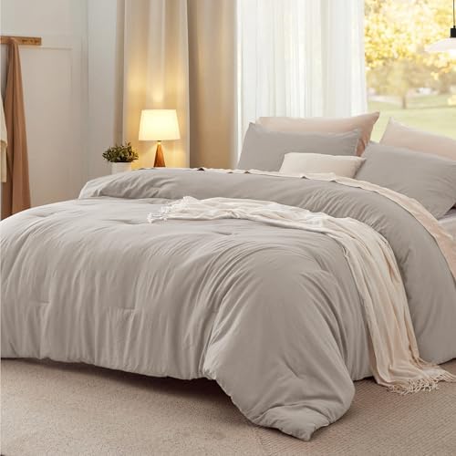 Bedsure King Comforter Set Prewashed Soft Bedding Set 3Pcs Linen 104"x90" by BEDSURE