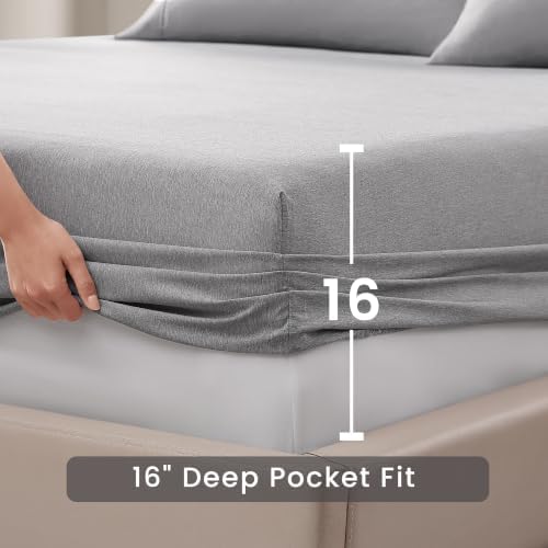 SE&RISY Heathered Gray Queen Sheet Set, Includes 1 Fitted Sheet, 1 Flat Sheet - Image 6