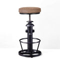 Industrial Bar Stools-Swivel Pu Seat-Vintage Kitchen Island Stool-Counter Bar Height Adjustable 25-31inch-Footrest