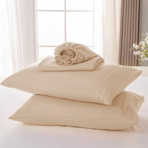 ROSE&RISY Khaki King Sheet Set, 4 Pieces Soft Bedding King Sheet Set, - Image 7