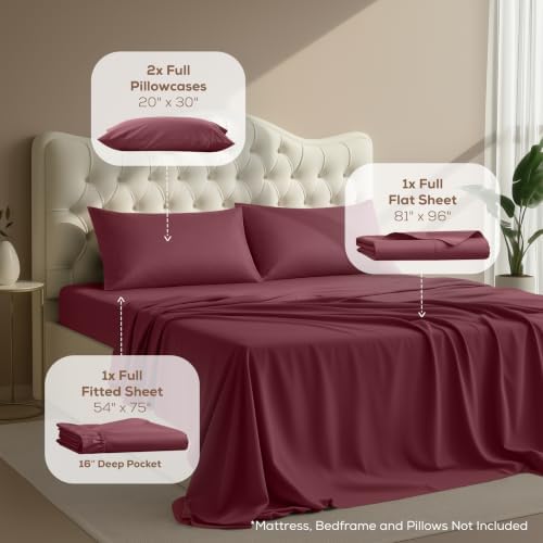 Full Sheets Set, 4 Pieces 16" Deep Pocket Hotel Luxury Bed Sheets - Image 2