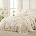 Andency Beige Ruffle Full Size Comforter Set, 3 Pieces by Andency
