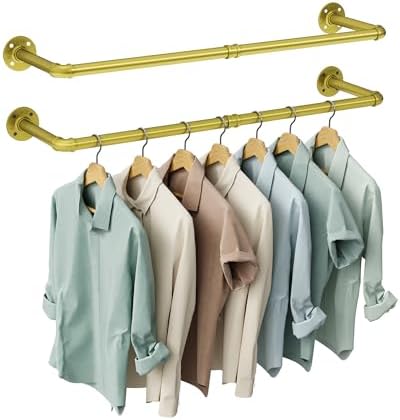 OROPY 38.4" Industrial Pipe Clothes Rack Wall Mounted, Heavy Duty, 2 Pack by OROPY