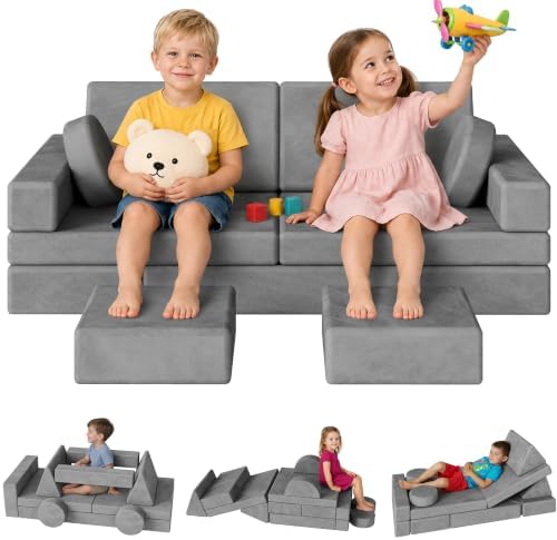 18Pcs Kids Play Couch, Modular Foam Couch, Convertible by GITAWUSA