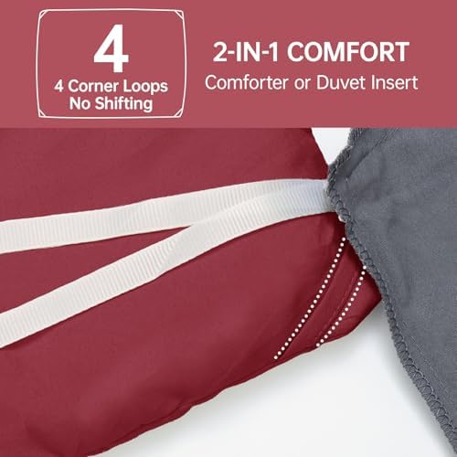 MUXHOMO Full Comforter Set, 3-Piece All-Season Bedding, Burgundy Red - Image 6