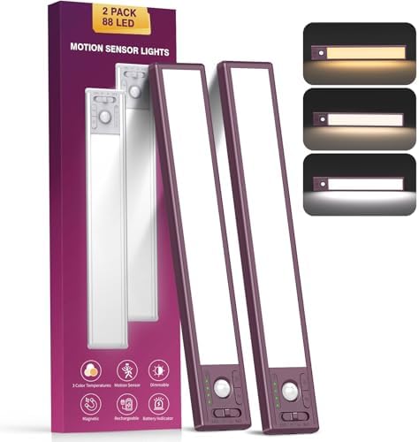 10.5 Inch 2 Pack Under Cabinet Lighting, 3 Color Temps Rechargeable Motion by Unknown