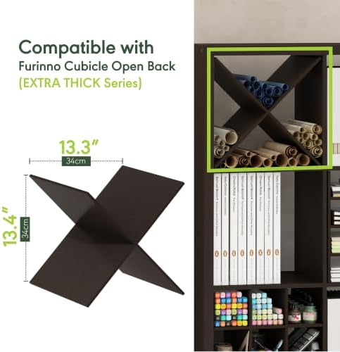 Furinno Cubicle X-Shelf Cube Shelf Insert, Dark Oak - Image 4