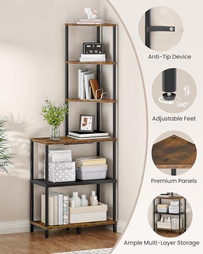 6-Tier Corner Shelf, Industrial Corner Bookshelf - Image 5
