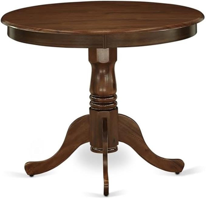 East West Furniture ANDA5-AWA-32 5 Piece Dining Room Furniture Set Includes a Round Kitchen Table with Pedestal and 4 Polyester Fabric Padded Chairs, 36x36 Inch, Antique Walnut