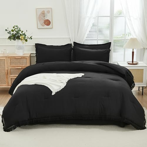 Andency Queen Comforter Set, 7 Pieces Black Bedding - Image 2