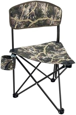 Black Sierra Folding Hunting Stool w Backrest & Cup Holder, 225 lb Capacity by BlackSierraEquipment
