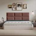 6-Piece Light Brown Linen Upholstered Headboard Twin Size, Wall Mounted Neutral by MAQQL