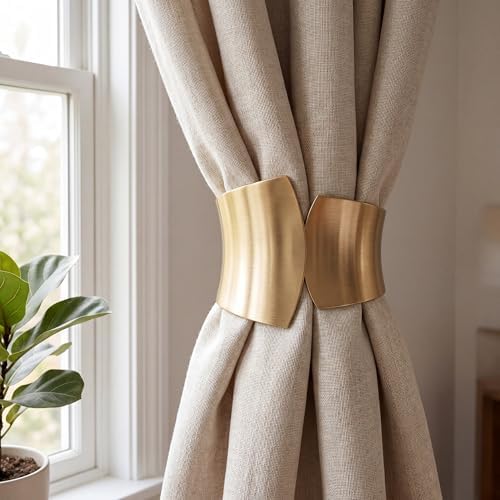 2 Pack Golden Classic Spring Clip Curtain Tiebacks Holdback Buckles Holders - Image 7