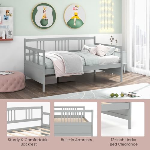 GIANTEX Twin Daybed Frame, Wooden Sofa Bed Guest Bed - Image 5