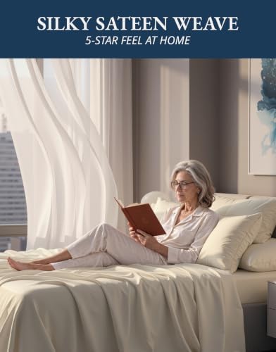LANE LINEN Queen Bed Sheets 100% Egyptian Cotton Sateen - Image 5