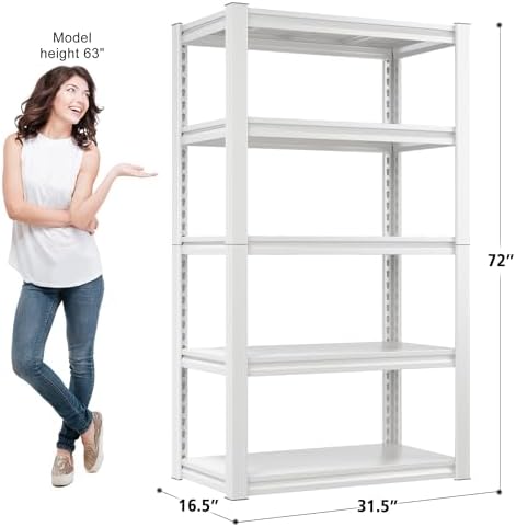 Raybee 72''H Garage Shelving, Storage Shelves 2010LBS, Adjustable 5 Tier Metal - Image 2
