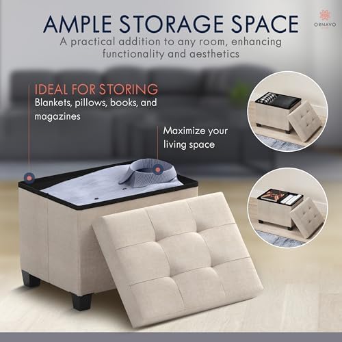 Ornavo Home Small Rectangle Storage Ottoman - Image 7