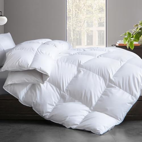 Full Size Feather and Down Fiber Comforter Insert, 100% Cotton Cover by COSYBAY