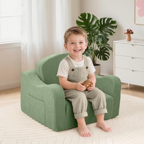 Kids Sofa Chair, 2-in-1 Kids Couch, Fold Out Foam Sofa - Image 2