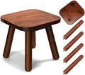 Small Wooden Stool, Walnut Rubber Wood Footstool by Unknown