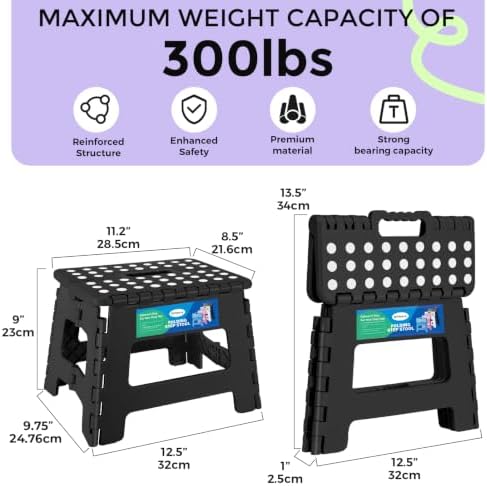 Dyforce Kids Step Stool 9 Inch, 300lbs Folding Step Stool - Image 2