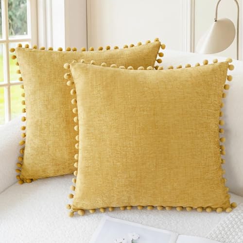 CaliTime Decorative Couch Throw Pillow Covers 18 X 18 Inches Gold by CaliTime