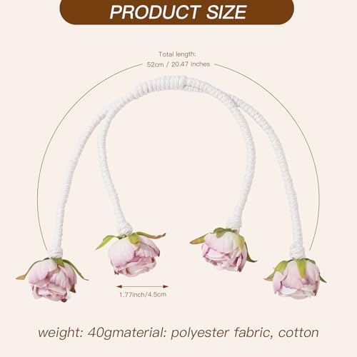 Decorative Pink Rose Curtain Tieback - Image 3
