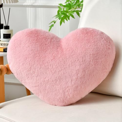 Pink Throw Pillows, Cute Heart Pillow, Decorative Pillows by IREMATE