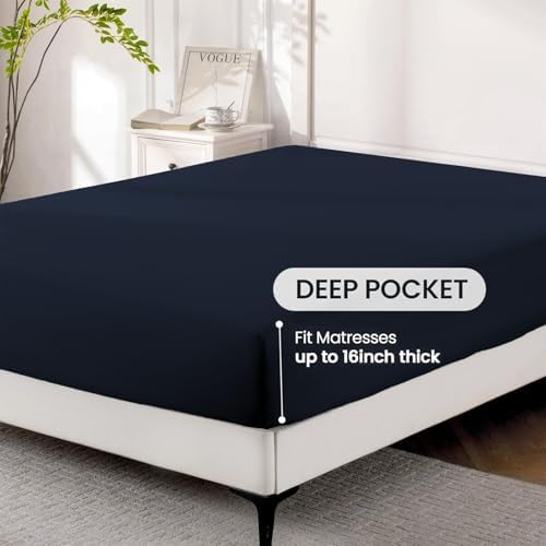 ROSE&RISY Navy Queen Sheet Set, 4 Pieces Soft Bedding King Sheet Set, - Image 5