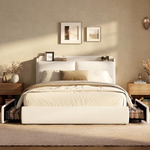 Garvee Chenille Fabric Queen Size Bed Frame - Image 5